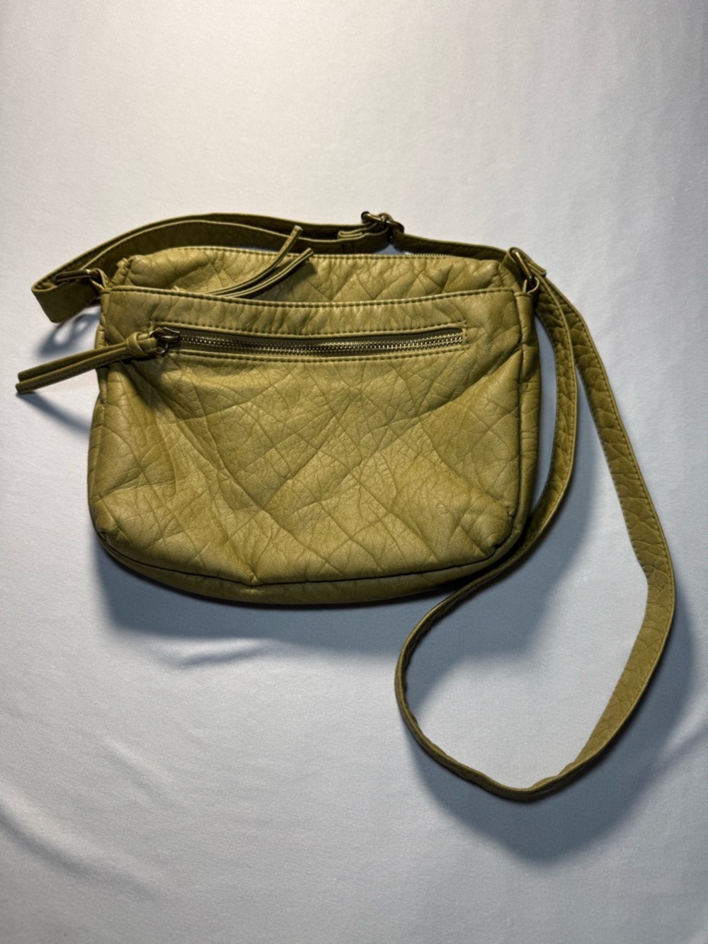 Bueno Faux Leather Olive Crossbody Bag - Lightweight Everyday Shoulder Bag